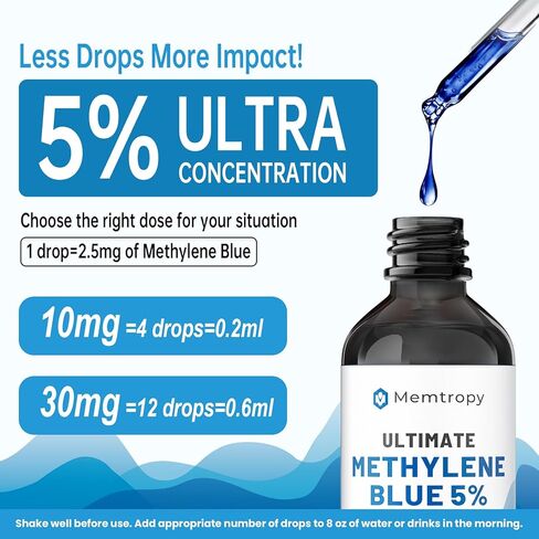Methylene Blue Pharmaceutical Grade 4.06 fl oz (120 mL), 99% Purity Supplement for Humans, Formaldehyde-Free, Alcohol-Free, Glass Bottle in Kuwait