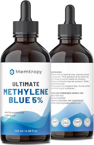 Methylene Blue Pharmaceutical Grade 4.06 fl oz (120 mL), 99% Purity Supplement for Humans, Formaldehyde-Free, Alcohol-Free, Glass Bottle in Kuwait