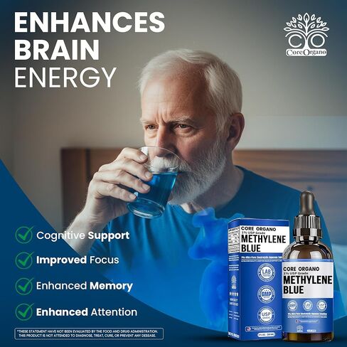 Ultra-Pure & Premium 1% Methylene Blue Drops – 3rd Party Lab Tested, 99.9% Purity, Formaldehyde & Alcohol-Free, Pharmaceutical Grade Methylene Blue Drops – 60ml (2.02 fl oz) in Saudi Arabia