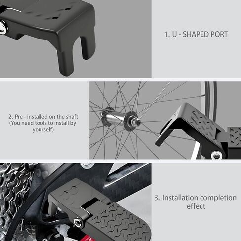 Folding Bike Rear Pedals, 2Pcs Aluminum Alloy Bicycle Foot Ebike Pegs Passenger Pedals with Non-Slip Design, Rear Footrests for E-Bike, Mountain Bike, Road Bike, BMX Accessories in Saudi Arabia
