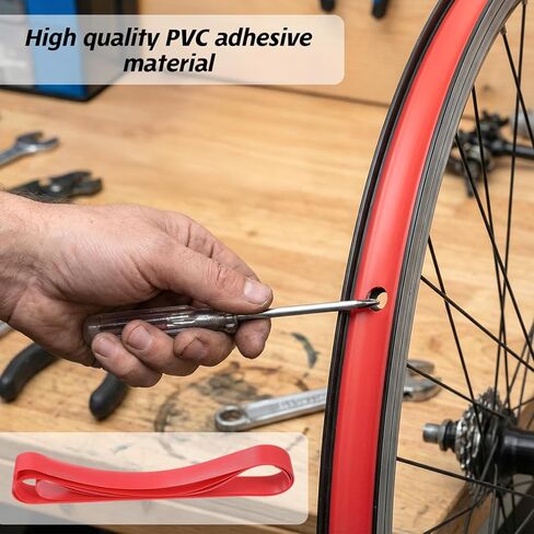 شريط حافة شريط حافة الدراجة مقاس 26 بوصة، 4 قطع من النايلون PVC المرن الأحمر الواقي لعجلات الدراجة وشرائط حواف الدراجة، وسادة حماية إطار الأنبوب الداخلي المقاومة للضغط العالي للدراجة على الطرق الجبلية in Saudi Arabia