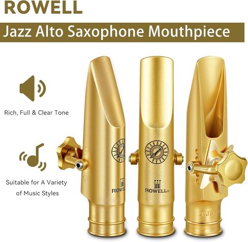 ROWELL Alto Saxophone Metal Mouthpiece Jazz Sax Mouthpiece- 5-Level Adjustable Ligature & Protective Cap Rich Full Tone -Ideal for Jazz, Bebop, Cool Jazz in Kuwait