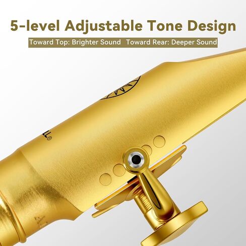 ROWELL Alto Saxophone Metal Mouthpiece Jazz Sax Mouthpiece- 5-Level Adjustable Ligature & Protective Cap Rich Full Tone -Ideal for Jazz, Bebop, Cool Jazz in Kuwait