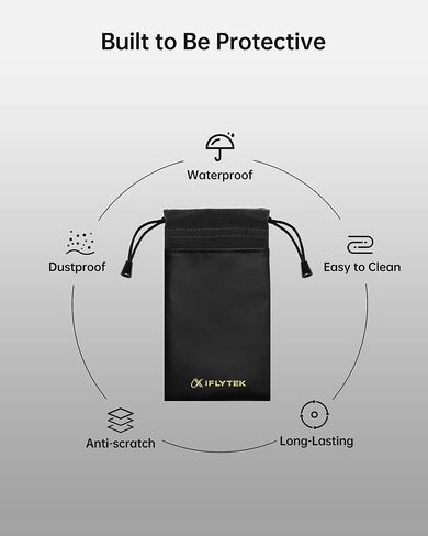 iflytek Durable Protective Bag, only Fitting AI Recorder, Portable 6x3 inches Drawstring Pouch, Premium Velvet & PU Leather, Waterproof & Dustproof, Black in Saudi Arabia