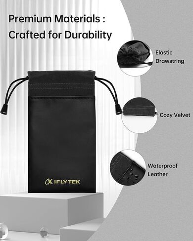 iflytek Durable Protective Bag, only Fitting AI Recorder, Portable 6x3 inches Drawstring Pouch, Premium Velvet & PU Leather, Waterproof & Dustproof, Black in Saudi Arabia