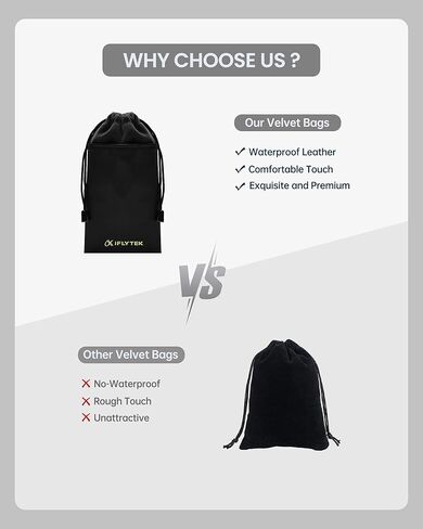 iflytek Durable Protective Bag, only Fitting AI Recorder, Portable 6x3 inches Drawstring Pouch, Premium Velvet & PU Leather, Waterproof & Dustproof, Black in Saudi Arabia