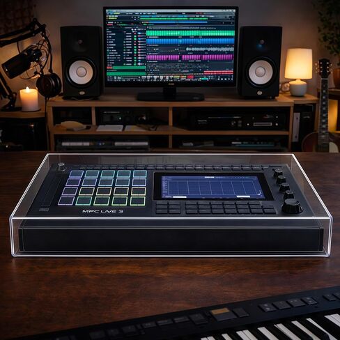 Audio Workstation Acrylic Protective Cover Compatible with MPC Live 3, Transparent Material, Reserved Wire Groove, Waterproof and Dustproof, Suitable for Home Studio Desktop Protection in Kuwait