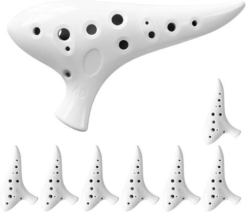 Ocarina 12 Hole White Pottery 2 Pack in Alto C for Beginner (White 2 Pack) in Kuwait