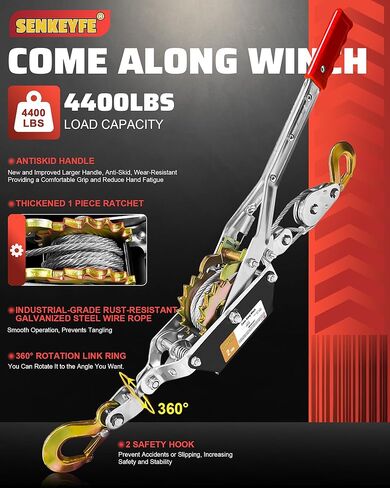 تأتي على طول الونش عالي التحمل، 2T تأتي على طول أداة السحب 2 تروس 2 خطاف، ساحبة ونش كابل، تأتي على طول أداة سقاطة سحب الطاقة للبناء والسيارات والمزرعة والأسوار in Kuwait