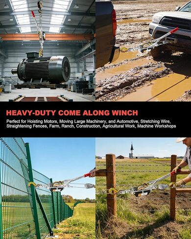 تأتي على طول الونش عالي التحمل، 2T تأتي على طول أداة السحب 2 تروس 2 خطاف، ساحبة ونش كابل، تأتي على طول أداة سقاطة سحب الطاقة للبناء والسيارات والمزرعة والأسوار in Kuwait