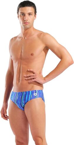 Arena Mens Performance Stripes Swim Briefs Chlorine Resistant Long Lasting Sports Bathing Suit in Saudi Arabia