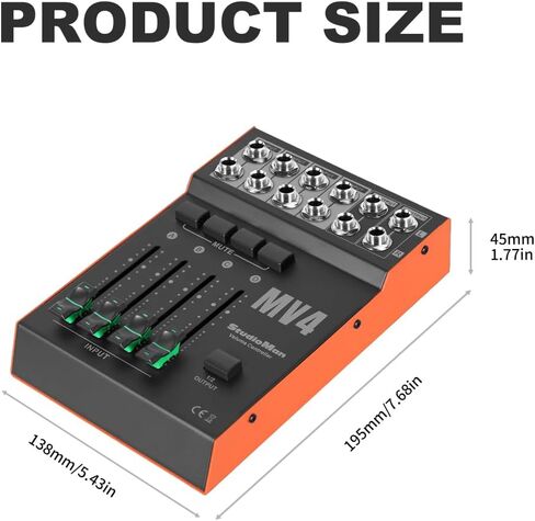جهاز التحكم في مستوى الصوت السلبي StudioMan MV4، 4 مدخل 2 مخرج 1/4 بوصة وحدة تحكم صوت غير متوازنة مع زر كتم الصوت لشاشات الاستوديو ومكبرات الصوت والخلاطات وواجهات الصوت in Kuwait