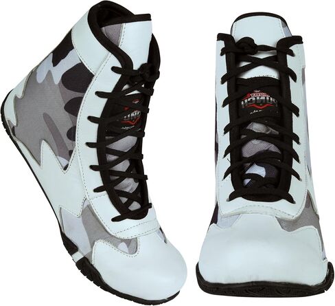 Men's Boxing & Wrestling Shoes – Premium Leather, Ankle Support, Non-Slip Grip (Black Camo, Blue Camo, Red Camo) in Kuwait