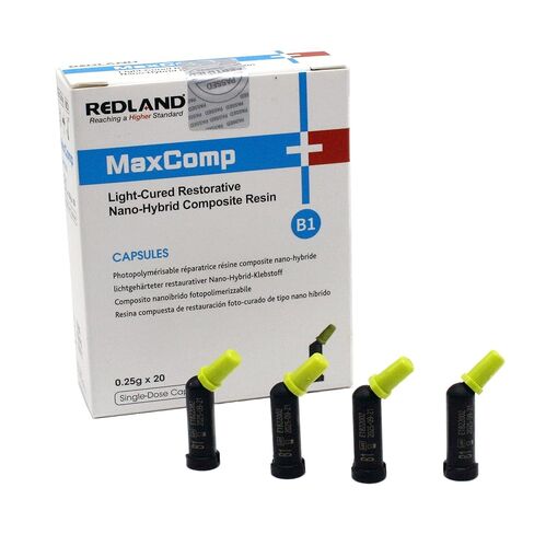 REDLAND MaxComp Light-Cure Nano-Hybrid Composite Resin 20x0.25g Capsules (All Shade) (B1) in Kuwait