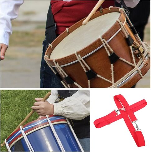 Adjustable 5cm Wide Red Snare Drum Strap Double Shoulder Sling Marching Drum Belt for Adults and Students Instrument Accessory in Saudi Arabia