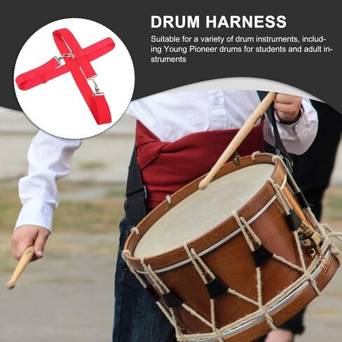 Adjustable 5cm Wide Red Snare Drum Strap Double Shoulder Sling Marching Drum Belt for Adults and Students Instrument Accessory in Saudi Arabia
