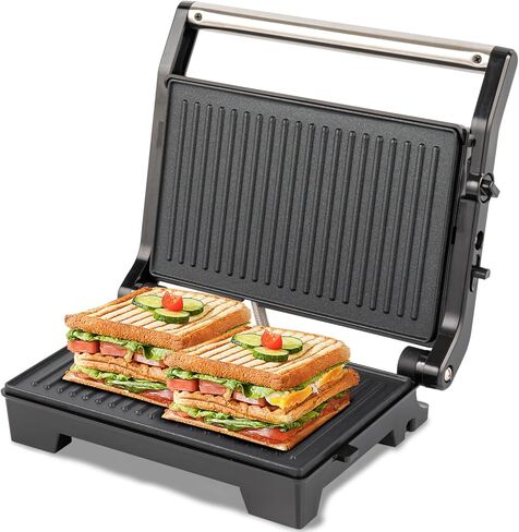 Vivicreate 5 in 1 Contact Grill, Stainless Steel Panini Press and Sandwich Maker, Nonstick Double Sided Grill and Griddle Plate, Electric Grill in Kuwait