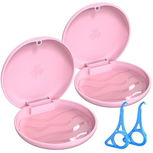 حقيبة تثبيت BVN مع أداة إزالة المحاذاة (عبوة من قطعتين)، حقيبة حماية الفم المحمولة وصندوق أطقم الأسنان، حاوية تثبيت نحيفة لتقويم الأسنان من أجل إنفيزالاين وواقيات الفم، تتضمن خطافين محاذاة - أبيض in Kuwait