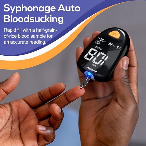 طقم اختبار جلوكوز الدم والكيتون M26-K، 35 مشرط أمان، 25 شريط جلوكوز، 10 شرائط كيتون، حقيبة سفر، محلول للتحكم في الجلوكوز، جهاز قياس كيتون الجلوكوز 2 في 1، استخدام منزلي، بدون ترميز، شاشة كبيرة in Kuwait