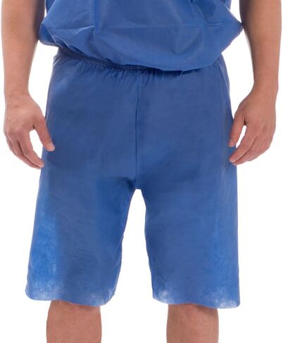 TRONEX SMS Multilayer Spunbond Disposable Exam Scrub Shorts, Fluid Resistant Bottoms - Blue, 2X-Large (10 Pairs) in Kuwait