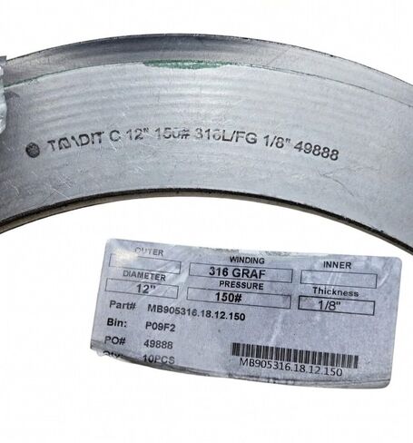 Spiral Wound Gasket 316 Stainless Steel with Graphite Filler – Class 150 Pipe Flange Gasket, 1/8" Thick, Industrial Sealing Gasket for Oil Gas Steam Pipelines (18 Inch) in Saudi Arabia