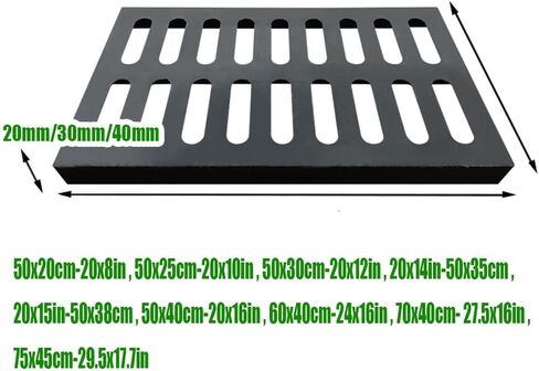 Heavy Duty Cast Iron Drain Grate for Concrete Floors - Durable Trench Cover forCatch Basins, Sidewalks & Driveways - 50x25x3cm (20x10x1.2in) in Kuwait