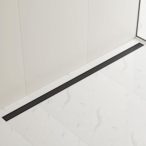 Neodrain 24 بوصة استنزاف دش خطي أسود غير لامع - مع غطاء إدراج مسطح وبلاط 2 في 1، 304 استنزاف أرضية دش مستطيل من الفولاذ المقاوم للصدأ، استنزاف أرضية الدش in Kuwait