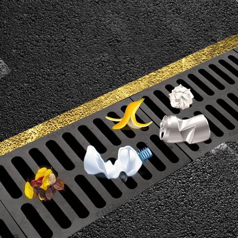 غطاء شبكة تصريف من الحديد الزهر شديد التحمل - شبكة صرف صحي خارجية متينة للممرات الخرسانية وصرف الخندق - حل تصريف قناة سوداء مقاس 250 × 500 × 30 مم in Kuwait