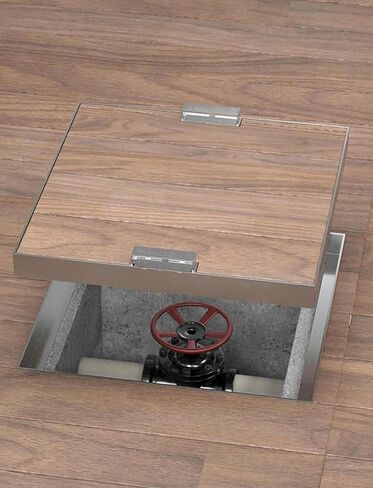شبكة شديدة التحمل من الفولاذ المقاوم للصدأ مع غطاء مستطيل متكامل، تصميم غير مرئي بمقابض مثالية للممرات والممرات (400 × 400 × 50 مم) in Kuwait
