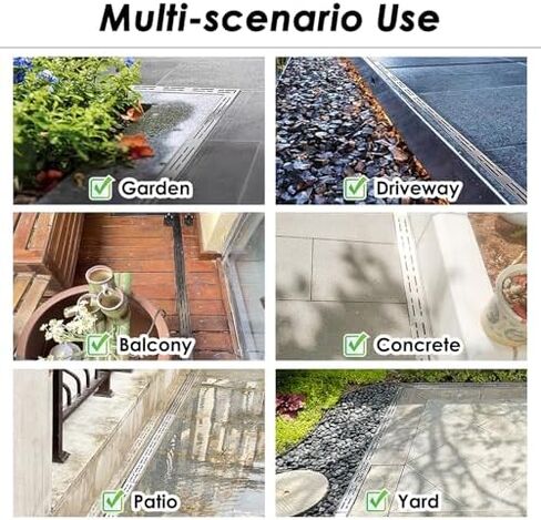 Stainless Steel Gutter Drainage Channel - Rustproof & Waterproof Driveway Grate Kit for Outdoor Use (5 7/8" x 2") - Durable Concrete Drainage Solution in Kuwait