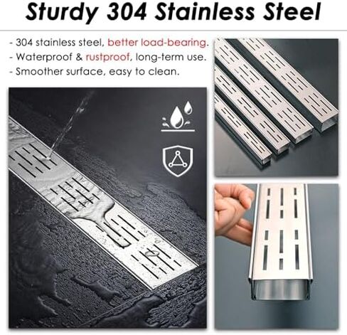 Stainless Steel Gutter Drainage Channel - Rustproof & Waterproof Driveway Grate Kit for Outdoor Use (5 7/8" x 2") - Durable Concrete Drainage Solution in Kuwait