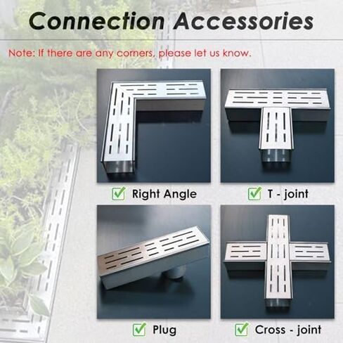 Stainless Steel Gutter Drainage Channel - Rustproof & Waterproof Driveway Grate Kit for Outdoor Use (5 7/8" x 2") - Durable Concrete Drainage Solution in Kuwait
