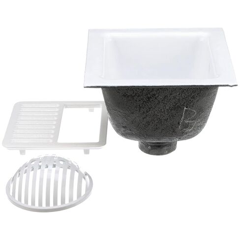 Zurn FD2375-NH3-H FD2375 12"x12" Floor Sink Body & Dome Strainer, 6" Sump Depth, 3" No-Hub, with Half Grate in Saudi Arabia
