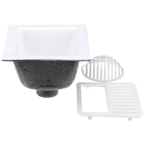 Zurn FD2375-NH3-H FD2375 12"x12" Floor Sink Body & Dome Strainer, 6" Sump Depth, 3" No-Hub, with Half Grate in Saudi Arabia