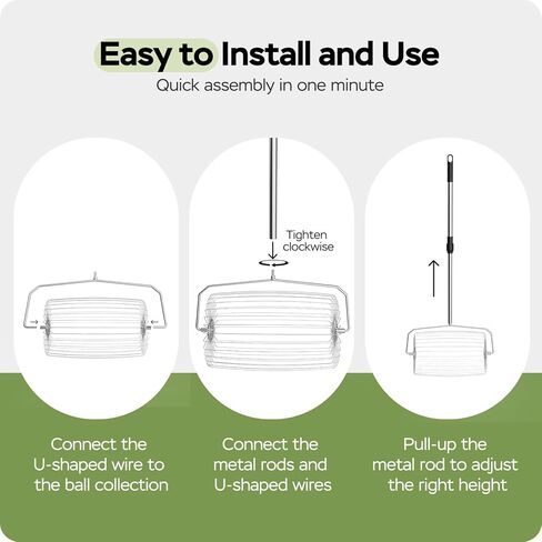 منتقي كرات التنس المتدحرجة من يوكو، 29 بوصة - 43 بوصة، قادوس كرة تنس قابل للتعديل، خفيف الوزن ومتين، يحمل ما يصل إلى 25 كرة، التقاط سريع لكرات 1.5 بوصة - 3 بوصة، مناسب للتدريب والتعليم in Kuwait