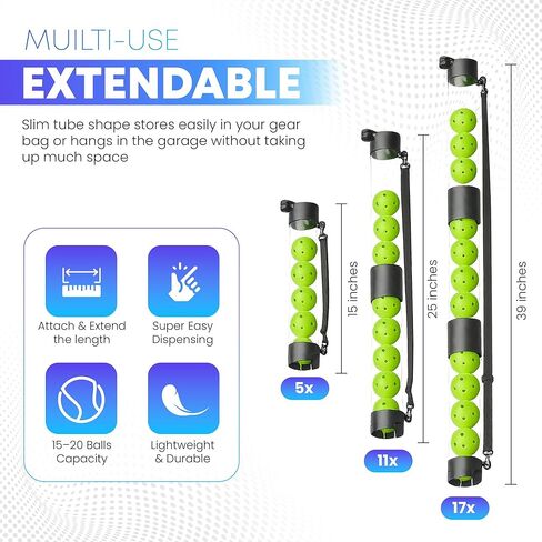 Collapsible Pickleball Pickup Tube for Pickleballs - Holds 17 Balls, Portable Pickleball Retriever Tool in Saudi Arabia