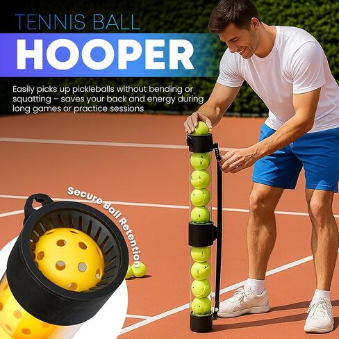 Collapsible Pickleball Pickup Tube for Pickleballs - Holds 17 Balls, Portable Pickleball Retriever Tool in Saudi Arabia