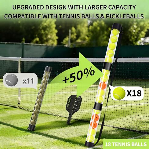 17 Pickleballs & 18 Tennis Balls Picker Upper – Collapsible No-Bend Retriever Tube with Shoulder Strap, Lightweight Portable for Indoor & Outdoor Court Practice in Saudi Arabia