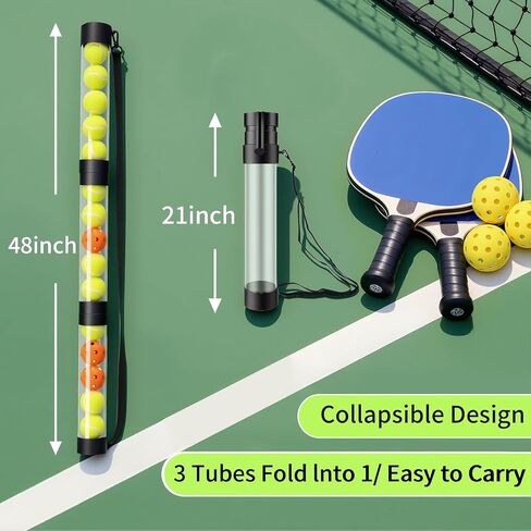 17 Pickleballs & 18 Tennis Balls Picker Upper – Collapsible No-Bend Retriever Tube with Shoulder Strap, Lightweight Portable for Indoor & Outdoor Court Practice in Saudi Arabia