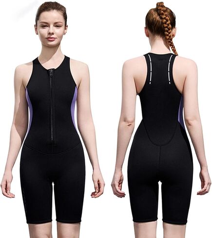 Wetsuit Women, 2MM Neoprene Sleeveless One Piece Swimsuit for with Front Zip for Diving Snorkeling Surfing Swimming Water Sport in Saudi Arabia