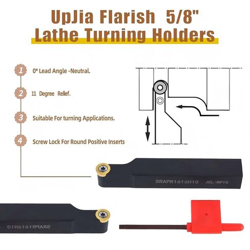 UpJiaFlarish 1/2“ Lathe Tool - Blade Holder Turning Boring Set - SRACR1212H06 & SRACL1212H06 + 10pcs RPMT060204 Carbide Inserts in Kuwait