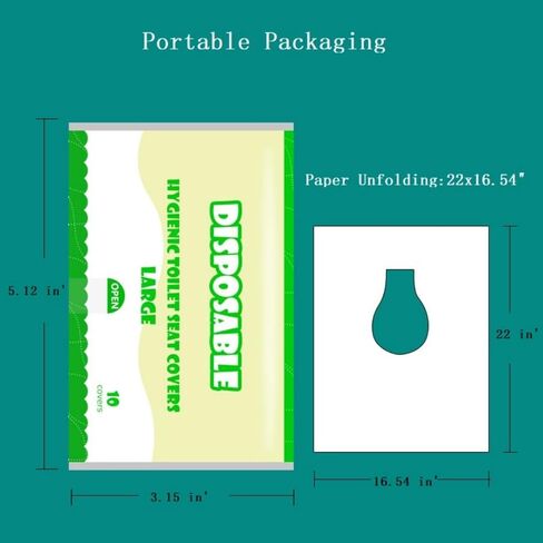Toilet Seat Cover Paper Flushable (40 Pcs) ，Thickening, Enlarging- Flushable - 22x16.54" (Half-Fold) in Kuwait