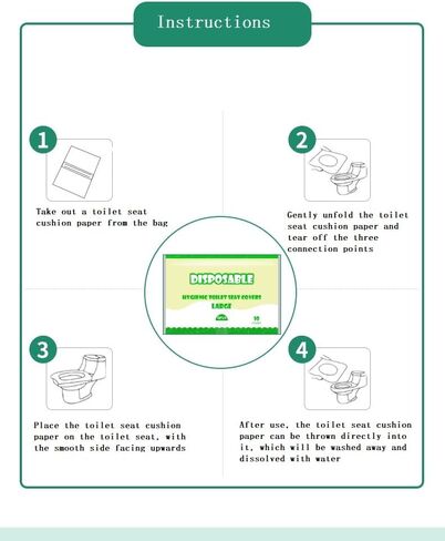 Toilet Seat Cover Paper Flushable (40 Pcs) ，Thickening, Enlarging- Flushable - 22x16.54" (Half-Fold) in Kuwait