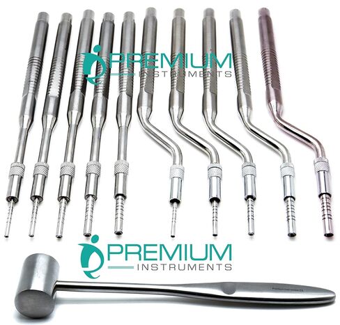 11 Pc Dental Osteotomes Straight & Curved Tip & Mead Mallet Bone Spreading Instrument in Saudi Arabia