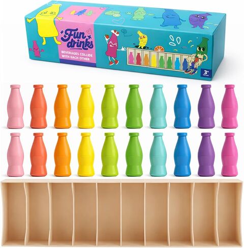 لعبة مطابقة الزجاجة الملونة، لعبة لوحية عائلية ممتعة للأطفال والكبار 2-4 لاعبين، لعبة تحدي قلاب الزجاجة للسفر والتخييم والعطلات والاحتفال بحفلات أعياد الميلاد وليلة الفناء الخلفي (متوسطة، بلاستيك) in Kuwait