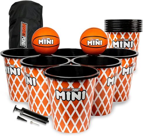 Mini – Yard Pong and Basketball Game with 12 Buckets, 2 Balls, Carrying Bag, and Air Pump – Outdoor Game for Lawn, Backyard, Beach, and Travel in Saudi Arabia