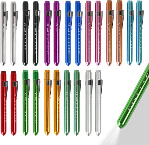 24 قطعة من مصابيح القلم المضيئة للممرضات LED للممرضات والتلميذ مع مقياس التلميذ، قابلة لإعادة الاستخدام لملحقات الممرضات وهدايا الطلاب والأطباء للاستخدام اليومي (12 لونًا) in Kuwait