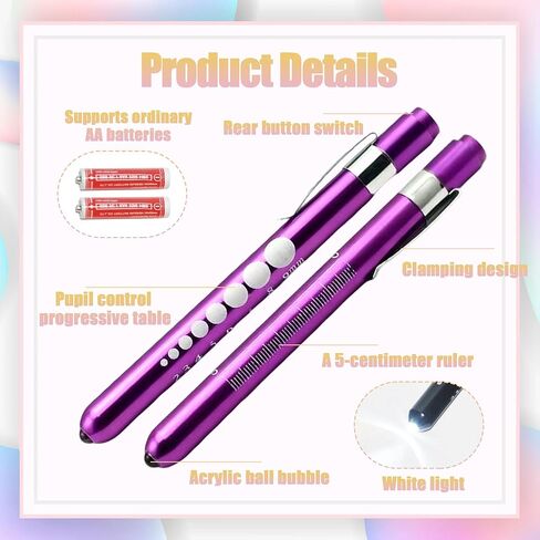 24 قطعة من مصابيح القلم المضيئة للممرضات LED للممرضات والتلميذ مع مقياس التلميذ، قابلة لإعادة الاستخدام لملحقات الممرضات وهدايا الطلاب والأطباء للاستخدام اليومي (12 لونًا) in Kuwait