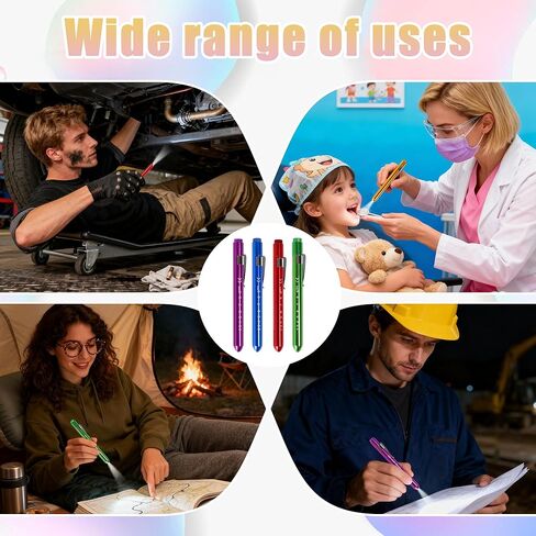 24 قطعة من مصابيح القلم المضيئة للممرضات LED للممرضات والتلميذ مع مقياس التلميذ، قابلة لإعادة الاستخدام لملحقات الممرضات وهدايا الطلاب والأطباء للاستخدام اليومي (12 لونًا) in Kuwait