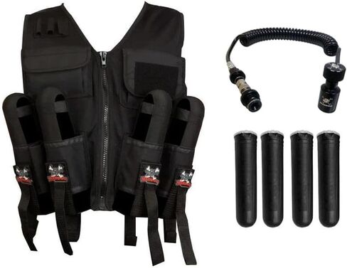 Maddog Tactical Sport Vest with Paintball Pods & Upgraded Slidecheck Remote Coil Paintball Gun Accessory Package | High Pressure Air (HPA) & CO2 Tank Compatible in Kuwait
